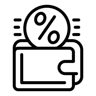Nakit cüzdan ikonu ana hatları vektörü. Parayı geri ver. Para iadesi