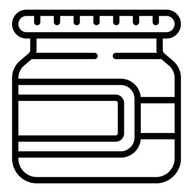 Tereyağı kavanozu ikonu ana hatları vektörü. Amerikan fıstığı. Kremalı yiyecek.