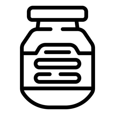 Amerikan gıda ikonu ana hatları vektörü. Fıstık ezmesi. Fındık kavanozu