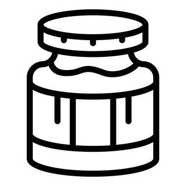 Yemek kavanozu ikonu ana hatları vektörü. Fıstık ezmesi. Krem sürün.