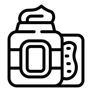 Lezzetli krema ikonu ana hatları vektörü. Yemek yağı. Doğal çerez