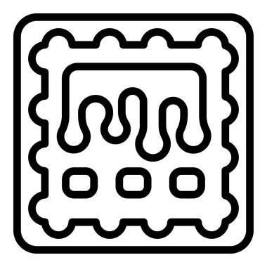 Belçika waffle ikonu ana hatları vektörü. Belçika keki. Hamur işi sabahı