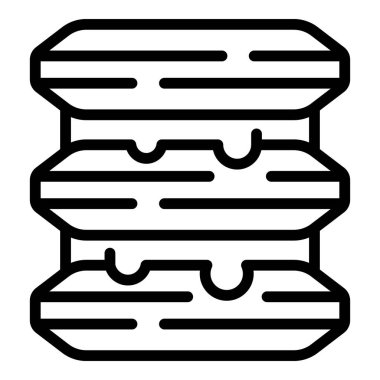 Belçika pasta ikonu ana hatlı vektör. Belçika gofreti. Sabah menüsü