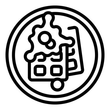 Pasta ikonu ana hatları vektörü. Belçika waffle 'ı. Fırın menüsü