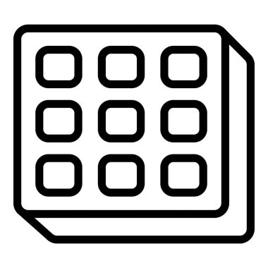 Pastane waffle ikonu ana hatları vektörü. Yuvarlak gofret. Sabah pastası.