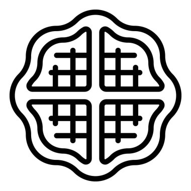 Pasta waffle ikonu ana hatları vektörü. Belçika gofreti. Pasta sabahı.