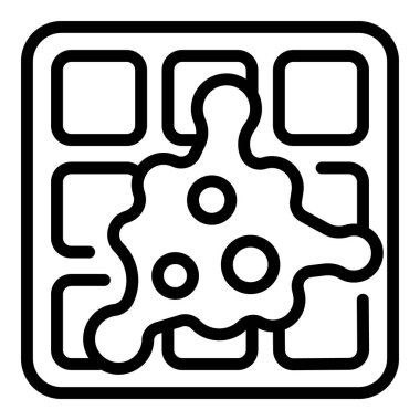 Kurabiye Kafe ikonu ana hatları vektörü. Belçika gofreti. Pasta.