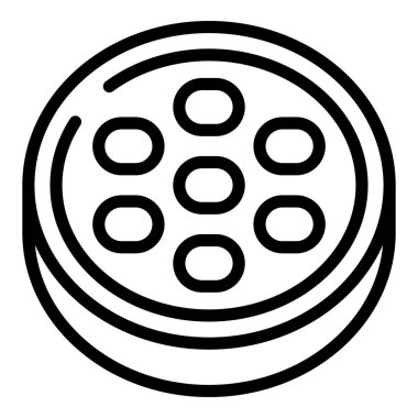 Yuvarlak pasta ikonu ana hatları vektörü. Belçika waffle 'ı. Gofretli börek