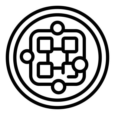 Yuvarlak waffle ikonu ana hatları vektörü. Belçika pastası. Sabah kurabiyesi