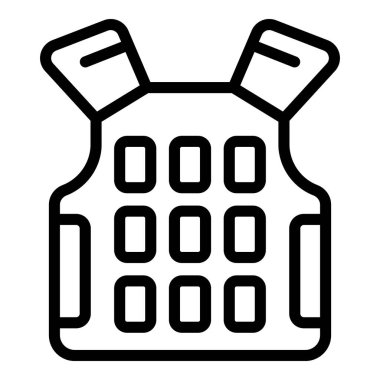 Kurşun geçirmez yelek ikonu ana hat vektörü. Polis yeleği. Taktik zırh