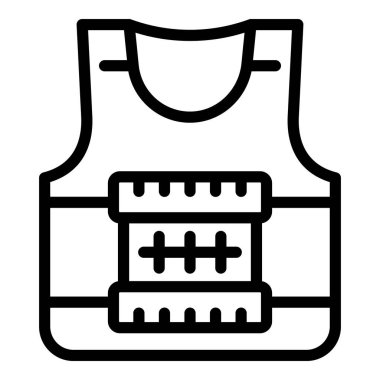 Yelek koruma ikonu ana hat vektörü. Ordu zırhı. Kurşun geçirmez.