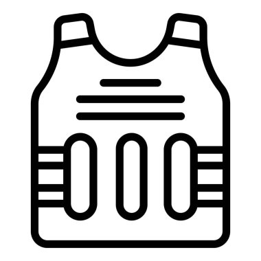 Takım yelek ikonu ana hat vektörü. Polis ceketi. Taktiksel kanıt