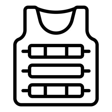 Ceket koruma ikonu ana hat vektörü. Taktik zırh. Polis kanıtı