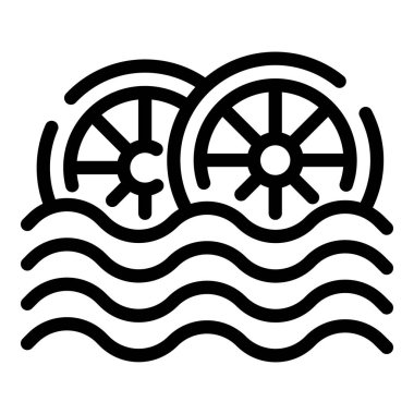 Su enerjisi ikonu ana hat vektörü. Eko istasyonu. Biyogaz döngüsü