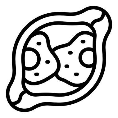 Ekmek Khachapuri simgesi ana hat vektörü. Yemek pişirmek. Yumurta yemeği.