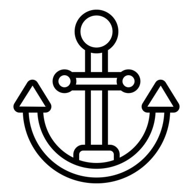 Gemi çapa simgesi ana hat vektörü. Güvenlik acil durumu. Deniz kıyısı