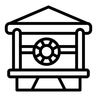 Sahil Güvenlik ikonu ana hat vektörü. Acil durum botu. Deniz gemisi