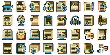 Kopyalama simgeleri ana hat vektörünü ayarlar. Mahkeme kariyeri. İzole edilmiş beyaz üzerinde ses rengi çizgisi