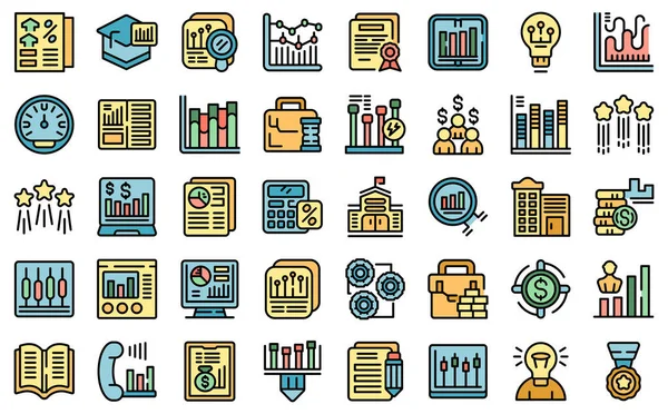 Meslek okulu simgeleri ana hatları belirle. Para Akademisi. Beyazların izole edilmiş banka eğitimi renk çizgisi