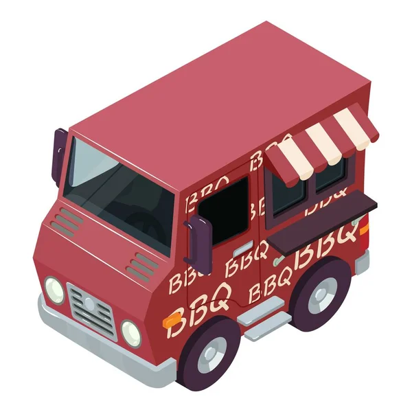 Barbecue Food Icon Isometric Vector Retro Vehicle Selling Bbq Food — Stockvektor