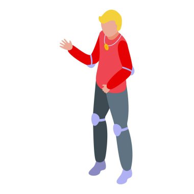 Biker icon isometric vector. Rider dirt. Motocross race