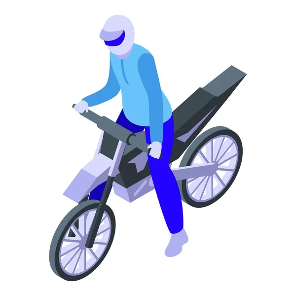 Dirt Bike Icon Isometric Vector Biker Race Moto Speed — Stock Vector