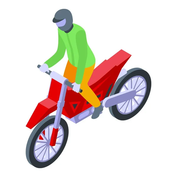 Bike Rider Icon Isometric Vector Dirt Motocross Biker Race — Stock Vector