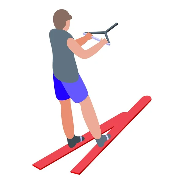 Water Skier Icon Isometric Vector People Sport Sea Fun — Stock Vector