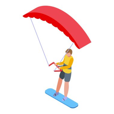 Wind surf icon isometric vector. Active surfing. Boarding freestyle