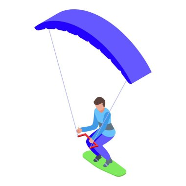 Active sport icon isometric vector. Speed kitesurfing. Wind surf