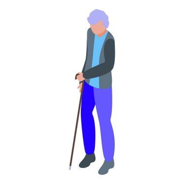 Old man icon isometric vector. Passive lifestyle. Man disease