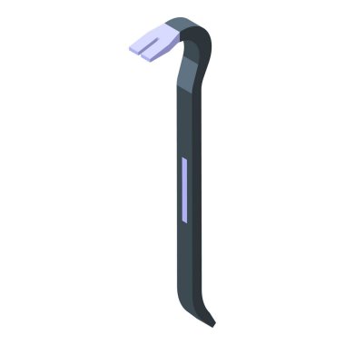 Black crowbar icon isometric vector. Hand lever. Thief tool