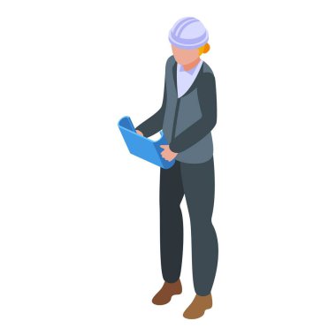 Construction boss icon isometric vector. Woman worker. Engineer character