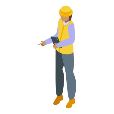 Female contractor icon isometric vector. Worker engineer. Team character