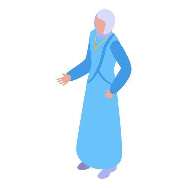 Blue muslim fashion icon isometric vector. Arab girl. People fashion