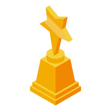 Star cup icon isometric vector. Prize award. Reward win