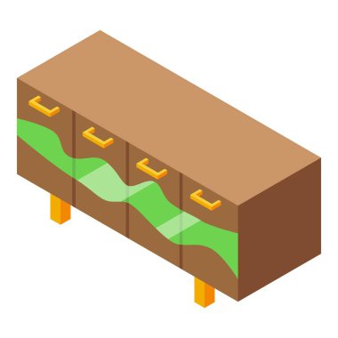 Furniture epoxy resin icon isometric vector. Wood texture. Liquid design