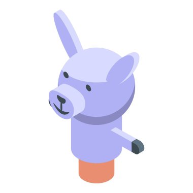 Rabbit puppet doll icon isometric vector. Child stage. Animal theatre