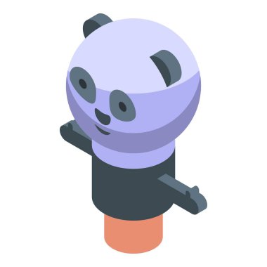 Panda puppet doll icon isometric vector. Stage show. Animal curtain