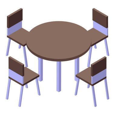 Bomb shelter kitchen table icon isometric vector. Bunker room. Metal safety