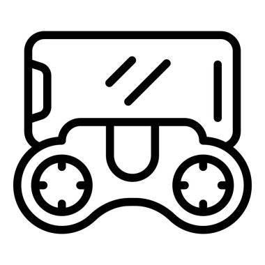 Radio control with phone icon outline vector. Car helicopter. Antenna tank