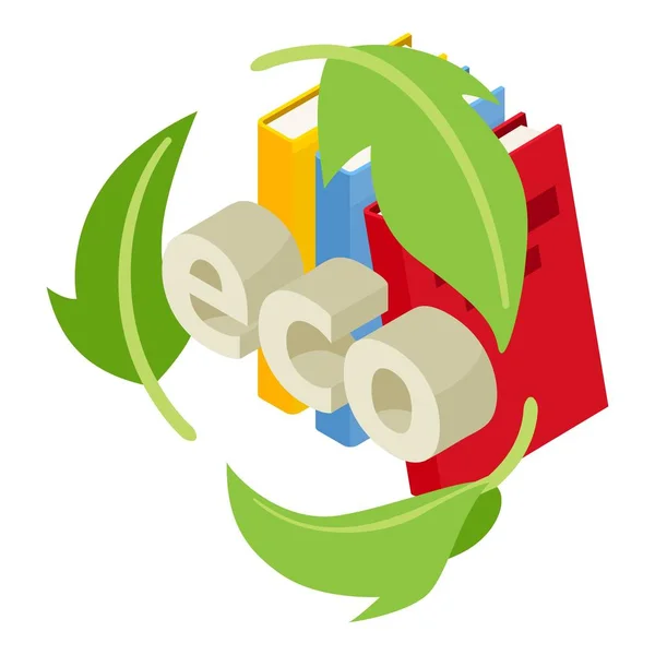 Eco Livre Icône Vecteur Isométrique Inscription Eco Dans Cycle Des — Image vectorielle