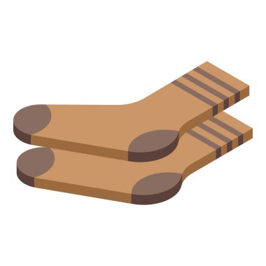 Kahverengi çorap ikonu izometrik vektörü. Ayak çorabı. Moda ipi.