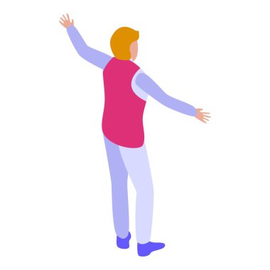 Akrobat sanat ikonu izometrik vektörü. Erkek performansı. Dans hareketi