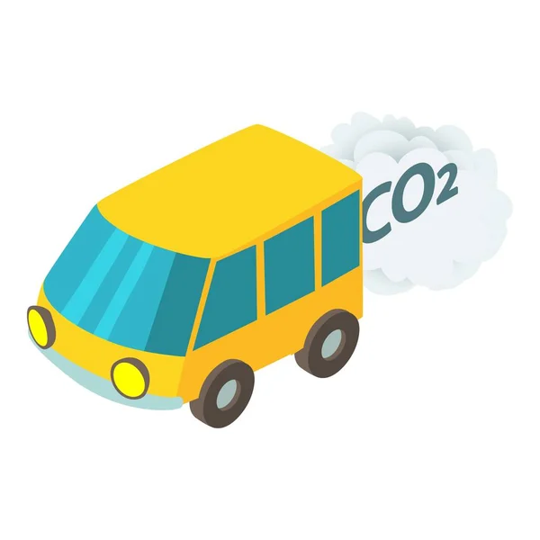 Εικονίδιο Ατμοσφαιρικής Ρύπανσης Ισομετρικό Διάνυσμα Νέο Κίτρινο Αυτοκίνητο Σύννεφο Διοξειδίου — Διανυσματικό Αρχείο