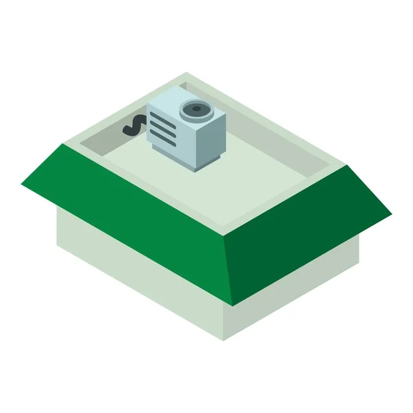 Πράσινο Εικονίδιο Οροφής Ισομετρικό Διάνυσμα Αρχική Στέγη Εξωτερική Μονάδα Κλιματιστικού — Διανυσματικό Αρχείο