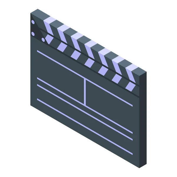 Éditer Vidéo Icône Clappeur Vecteur Isométrique Monteur Film Ordinateur Ligne — Image vectorielle