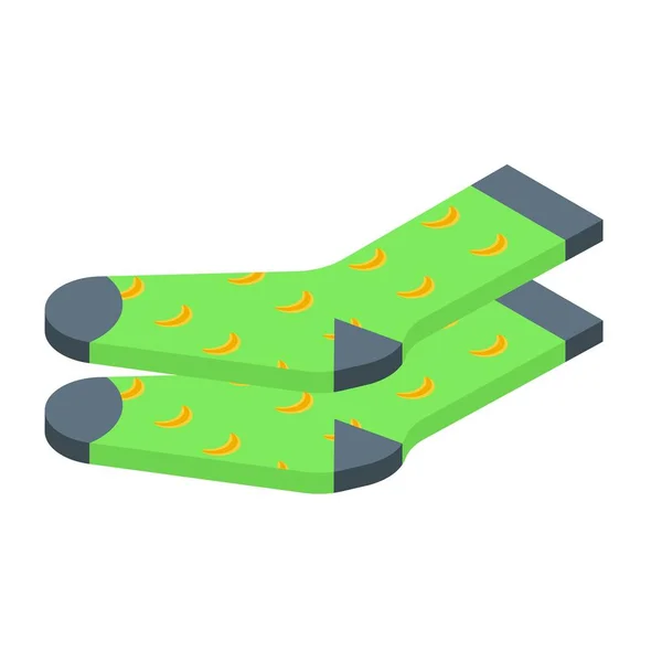 Ikona Zelené Ponožky Izometrický Vektor Módní Legrační Barva Lana — Stockový vektor