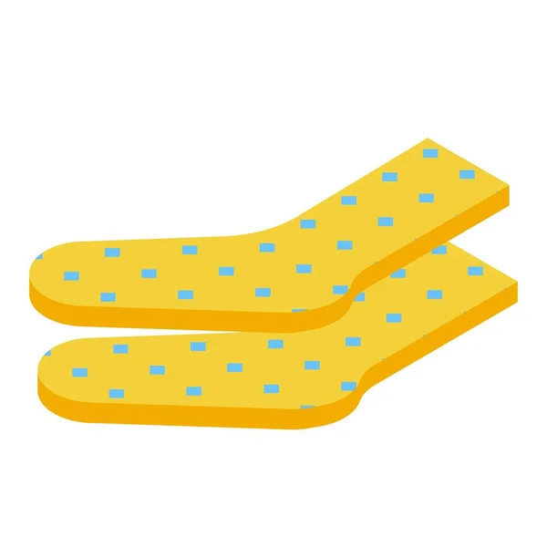 Yellow Socks Icon Isometric Vector Fun Accessory Winter Wool — Stock Vector