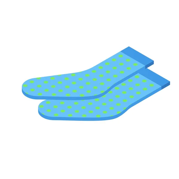Mavi Çorap Ikonu Izometrik Vektörü Hoş Bir Çift Moda Kışı — Stok Vektör